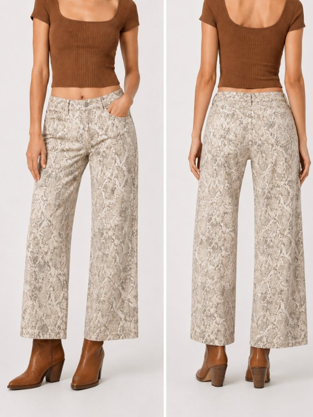 NWT Wild Fable Low Rise Snake-Print Fall Season Jeans Brown